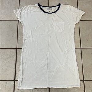 Victoria’s Secret Country 100 cotton white navy mumu sleep dress sz M Vintage